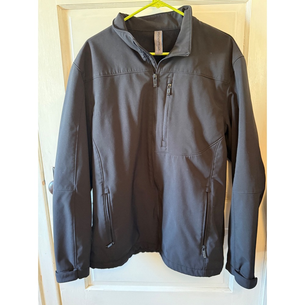 Weatherproof‎ Mens Large Tall Black Softshell Fleece Lined Full Zip Jacket LT